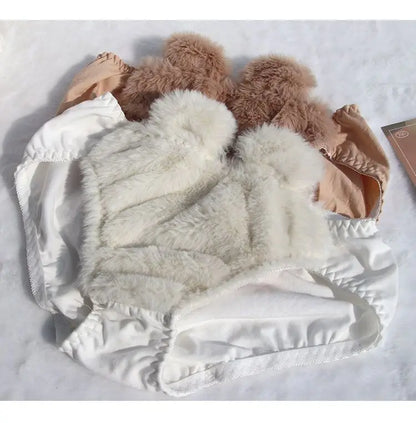 Japanese Girls Winter Soft Ropa Interior Cute Lingerie for Women Cartoon Bear Students Plush  Sexy Bras Wireless Thin Bra Set