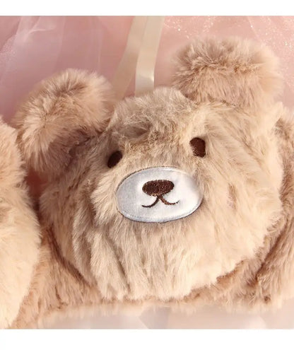 Japanese Girls Winter Soft Ropa Interior Cute Lingerie for Women Cartoon Bear Students Plush  Sexy Bras Wireless Thin Bra Set