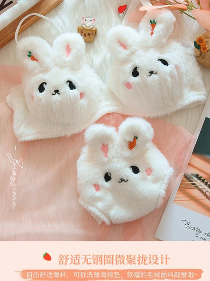 A new plush lingerie for girls, a cute Japanese-style bra with a rabbit and no steel hoop