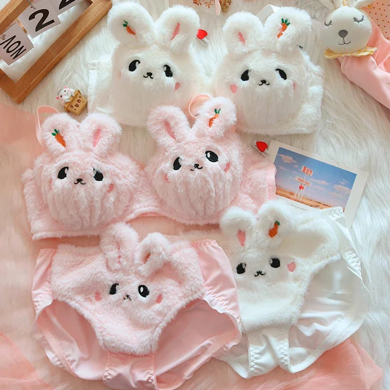A new plush lingerie for girls, a cute Japanese-style bra with a rabbit and no steel hoop