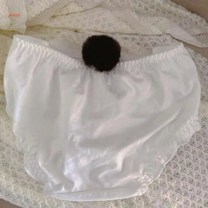 Women's Cartoon Panda Pattern Winter Lingerie Furry Plush Bra and Panty Set School Girl Japanese Anime Cosplay Underwear