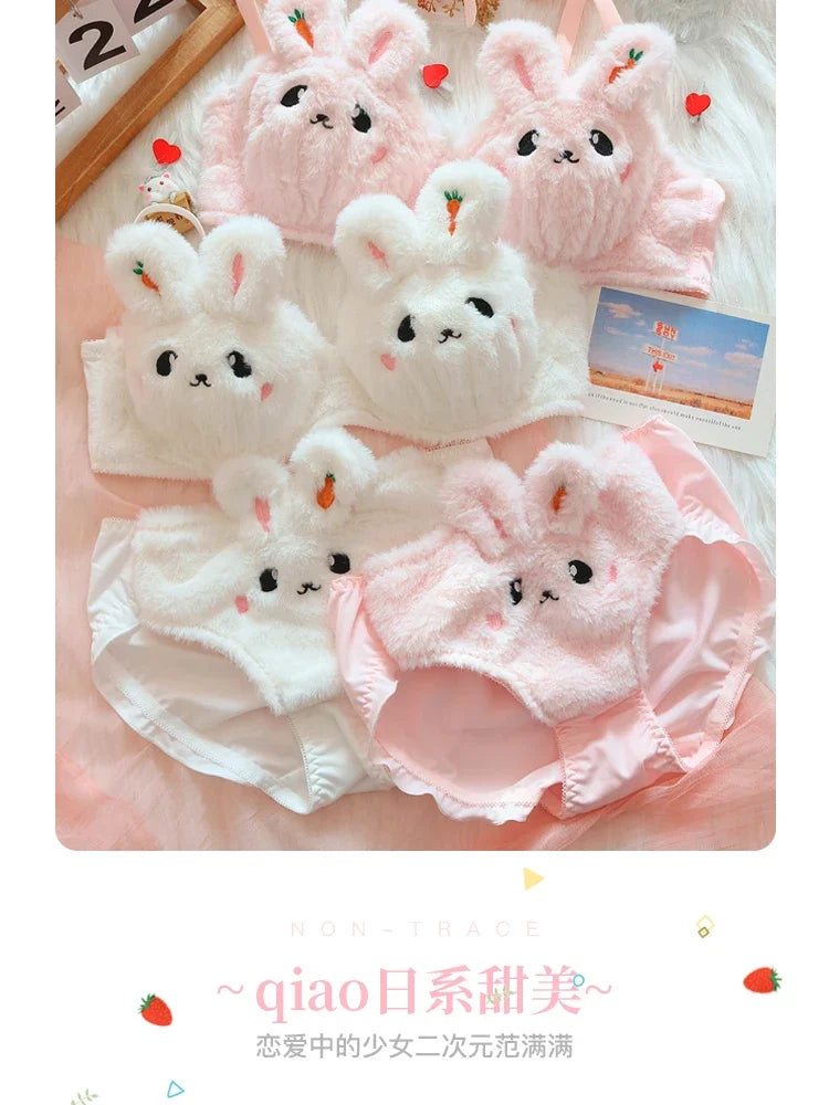 A new plush lingerie for girls, a cute Japanese-style bra with a rabbit and no steel hoop
