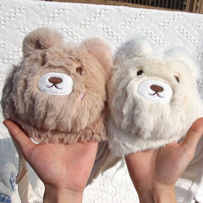 Japanese Girls Winter Soft Ropa Interior Cute Lingerie for Women Cartoon Bear Students Plush  Sexy Bras Wireless Thin Bra Set
