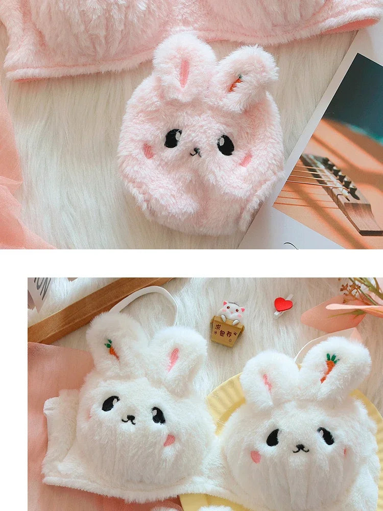 A new plush lingerie for girls, a cute Japanese-style bra with a rabbit and no steel hoop