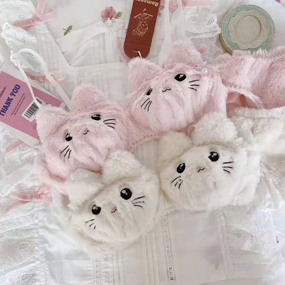 Japanese Kawaii Plush Women Bra Set Cute Girl Cat Comfortable Bra Set Cartoon Underwear Lovely Soft Student Lingerie