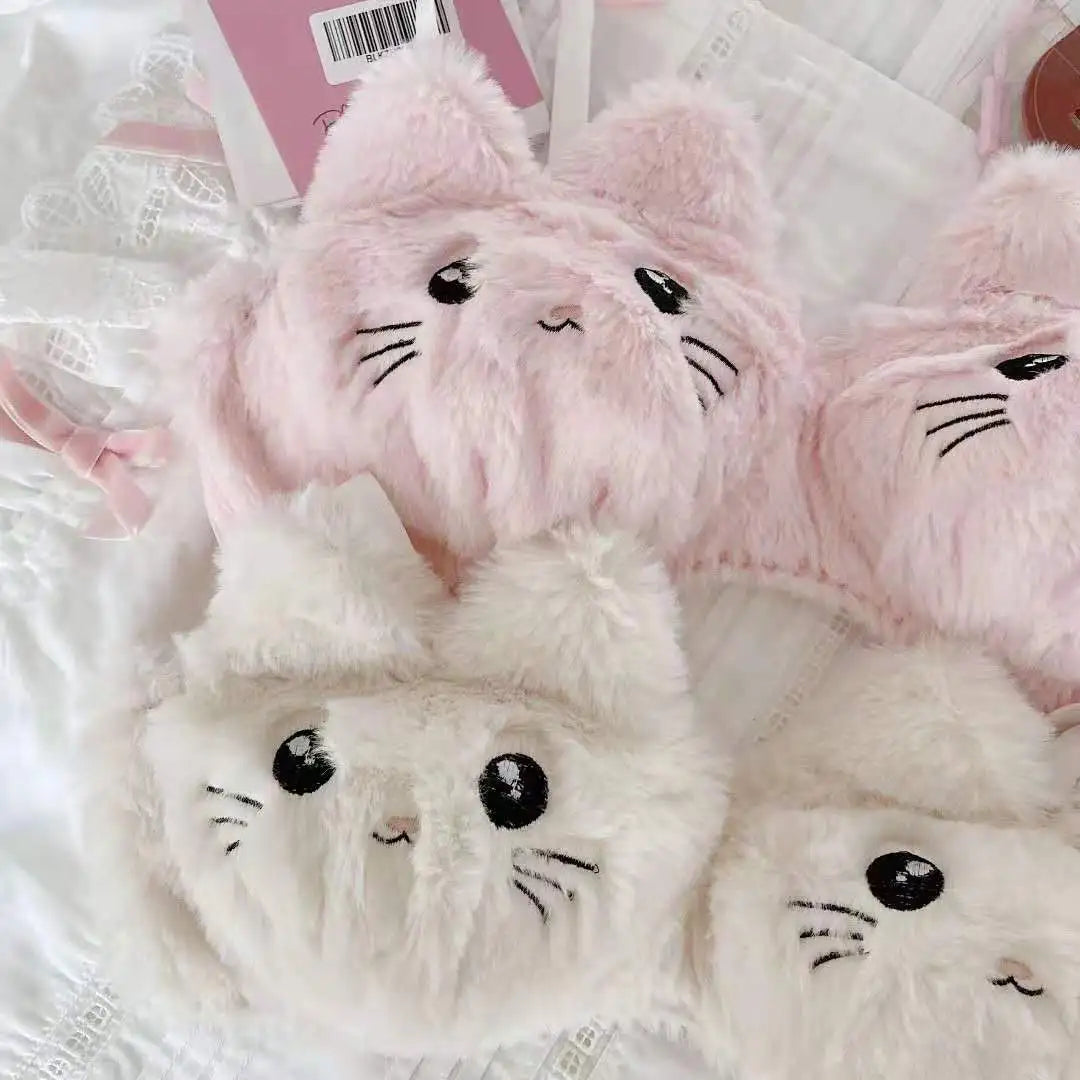 Japanese Kawaii Plush Women Bra Set Cute Girl Cat Comfortable Bra Set Cartoon Underwear Lovely Soft Student Lingerie