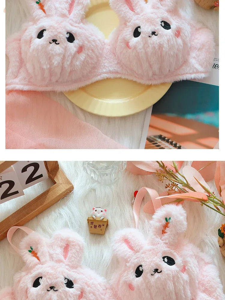 A new plush lingerie for girls, a cute Japanese-style bra with a rabbit and no steel hoop