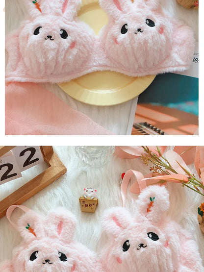 A new plush lingerie for girls, a cute Japanese-style bra with a rabbit and no steel hoop