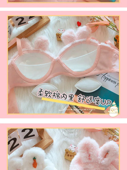A new plush lingerie for girls, a cute Japanese-style bra with a rabbit and no steel hoop